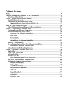 Table of Contents for Silhouette School ebook